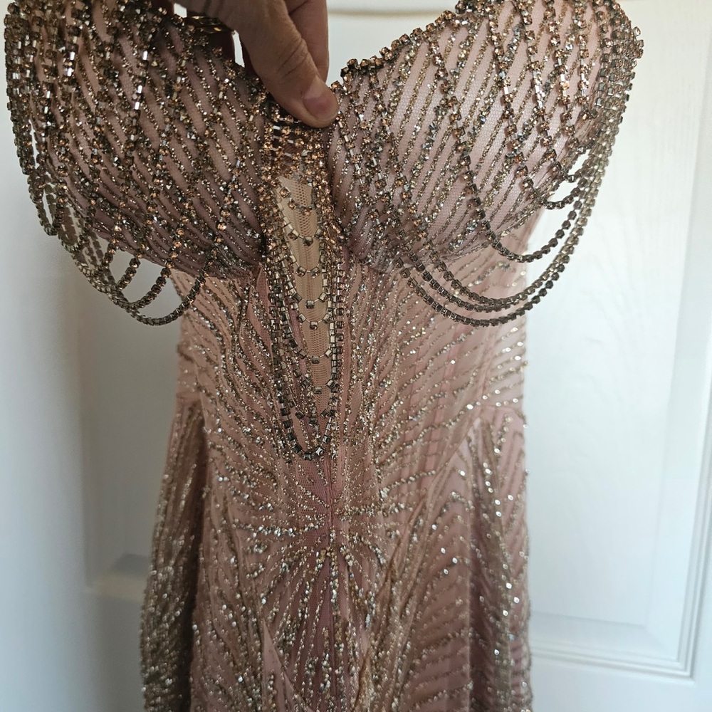 Elegant Pink and Silver Beaded Dress
